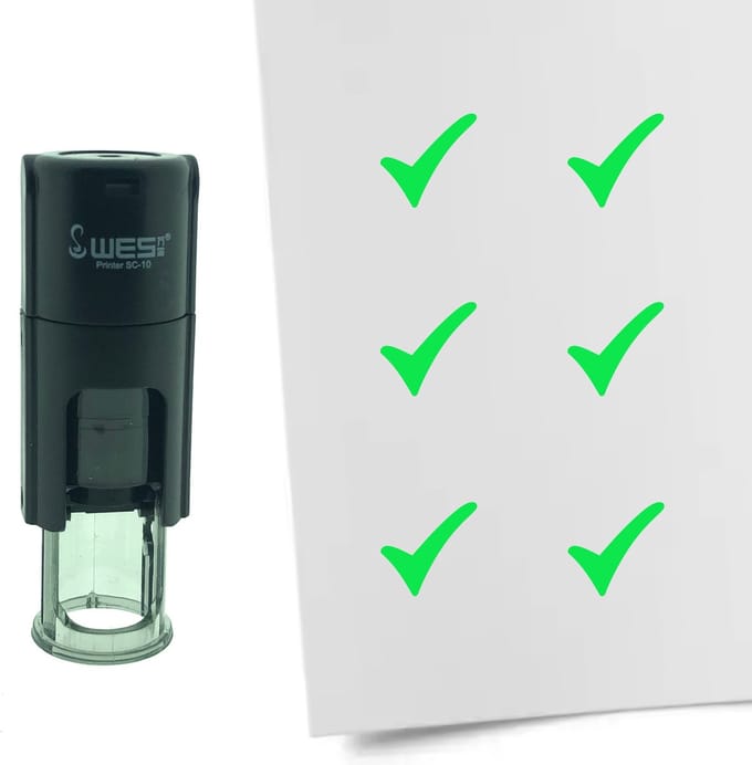 CombiCraft Stempel Vinkje 10mm rond - groene inkt