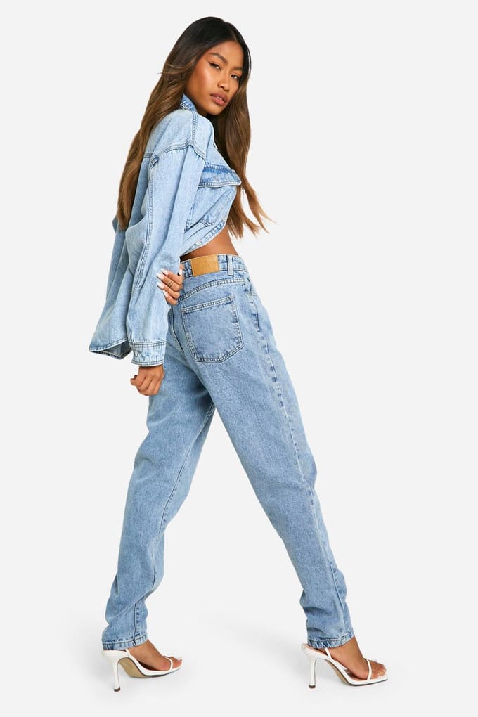 Dames Boohoo Basics Hoge Taille Slim Fit Jeans | Lichtblauw | Maat: 42
