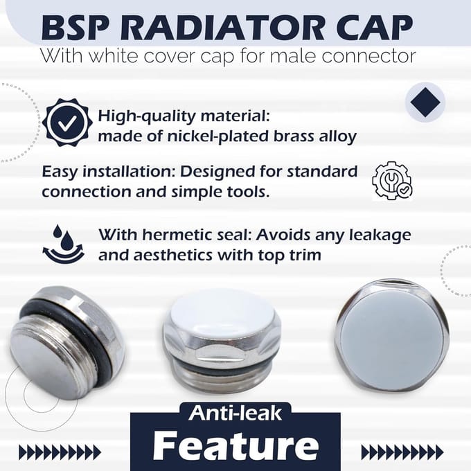 Radiatorstop 5 stuks - Blindstop Radiator - Verwarming Onderhoud - Luchtdichte Sluiting - 127 cm - Natuurlijk