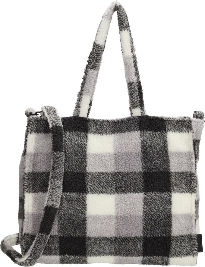 Beagles Navarra Hand & Schoudertas Shopper Teddy Soft Trendy - Tote Bag - Dames Tas - Grijs ruit