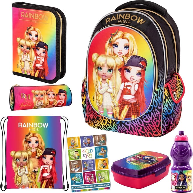 Schooltas Set - Kinderrugzak Set - Basisschool Leerjaar - 7 Delige Set - 24 Liter Capaciteit - Multicolor
