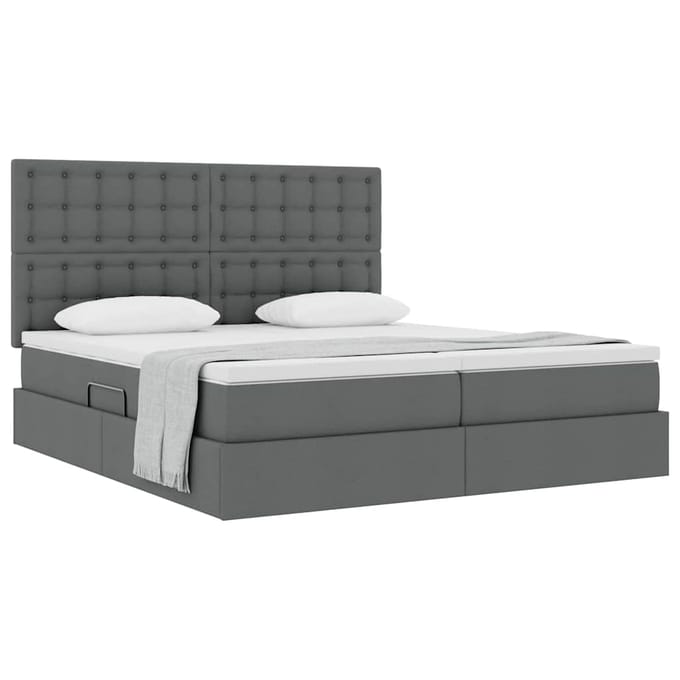 vidaXL Opbergbed met hoofdeinde Donkergrijs 180 x 200 cm Stof