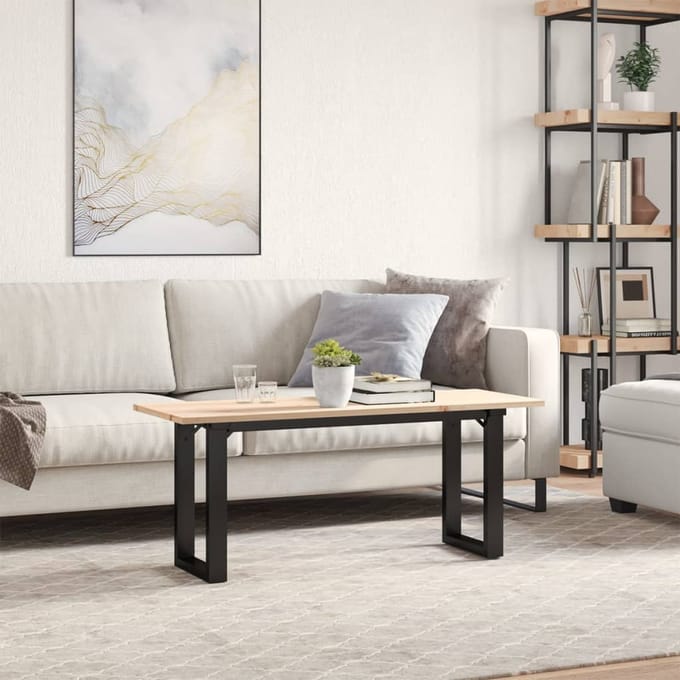 vidaXL - Salontafel - O-frame - 110x40x45 - cm - massief - grenenhout - en - staal