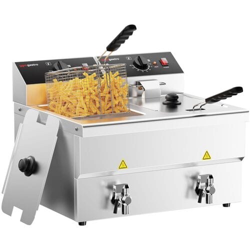GGM Gastro Elektro Doppelfritteuse - 8+8 Liter - 6,5 kW - mit Ablasshahn