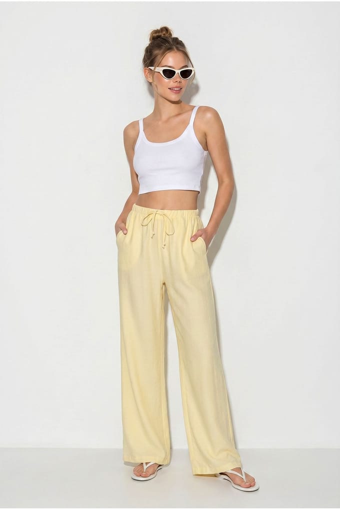 Dames Wijde Pijp Crêpe Broek