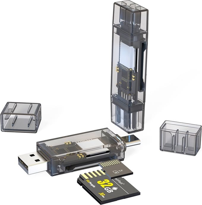 Compacte SD en Micro SD (tf) kaartlezer adapter naar USB en USB-C - SD kaart - Provium