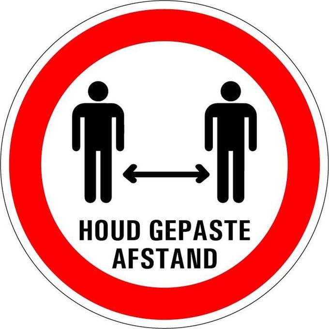 Verboden dicht bij elkaar te staan sticker 200 mm