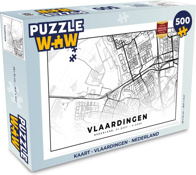 Puzzel Kaart - Vlaardingen - Nederland - Legpuzzel - Puzzel 500 stukjes