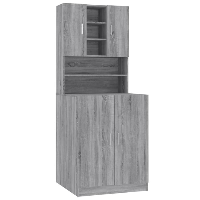 vidaXL - Wasmachinekast - bewekrt - hout - grijs - sonoma - eikenkleurig