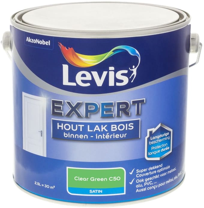 Levis - Expert Hout Lak Binnen Satin Mix - Clear Green C50 - Mengverf - 2,5 L