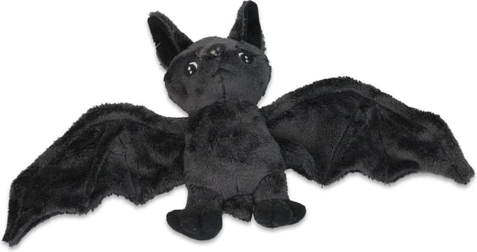Inware Pluche vleermuis - knuffeldier - zwart - vliegend - 18 cm - knuffel vleermuis