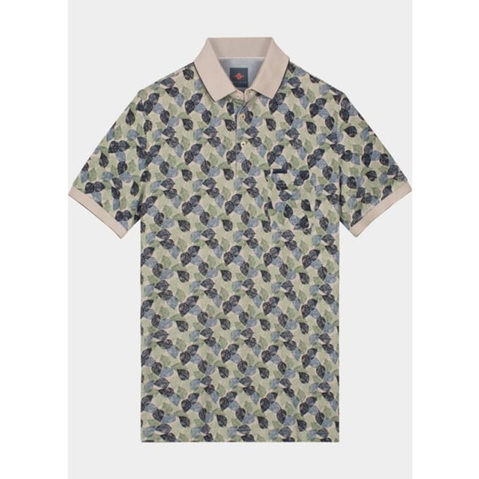 Baileys Polo Multi Leaves Pattern Piqué Misty Green / male
