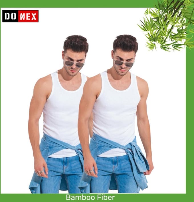 2 pack DONEX® luxe bamboe heren onderhemd - Wit - Maat L