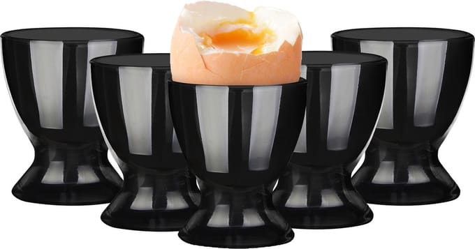 Glasmark Eierdopjes - set 12x - porselein - zwart - 6 cm - in luxe stijl