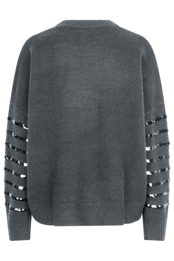 EsQualo Sweater Striped Sequins Grey Taglia: XS/S | Maglioni a maglia Outlet | Donna | Grigio