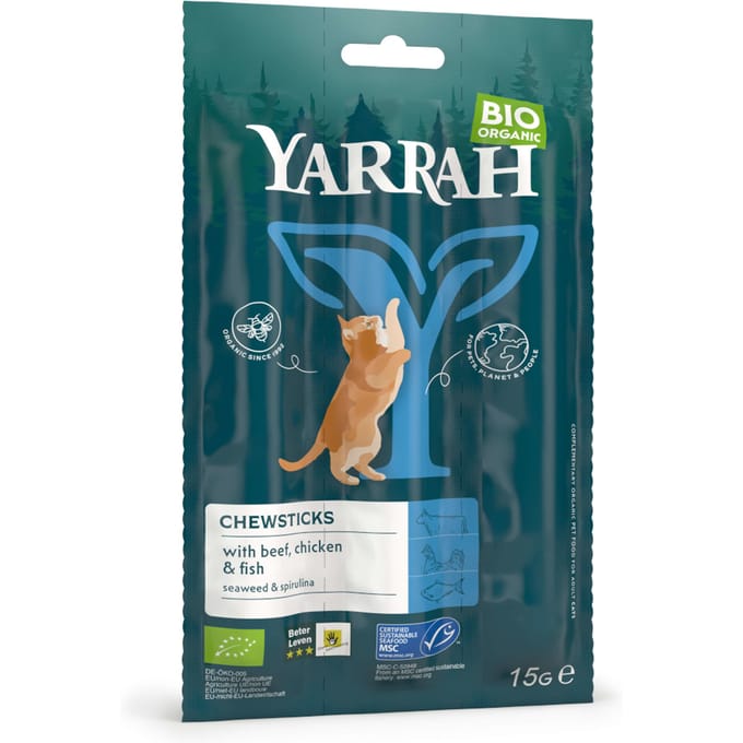 3 x 3 stuks (9 x 5 g) stuks Bio Natures Finest Sticks Yarrah Kattensnack