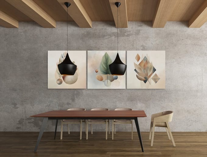 Drieluik Canvas Schilderij Abstract Natuur – Moderne Wanddecoratie - 3x40x40x cm