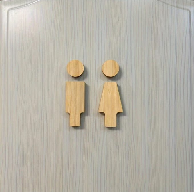 Toiletbord - man/vrouw icoon -- 16,8cm - hout
