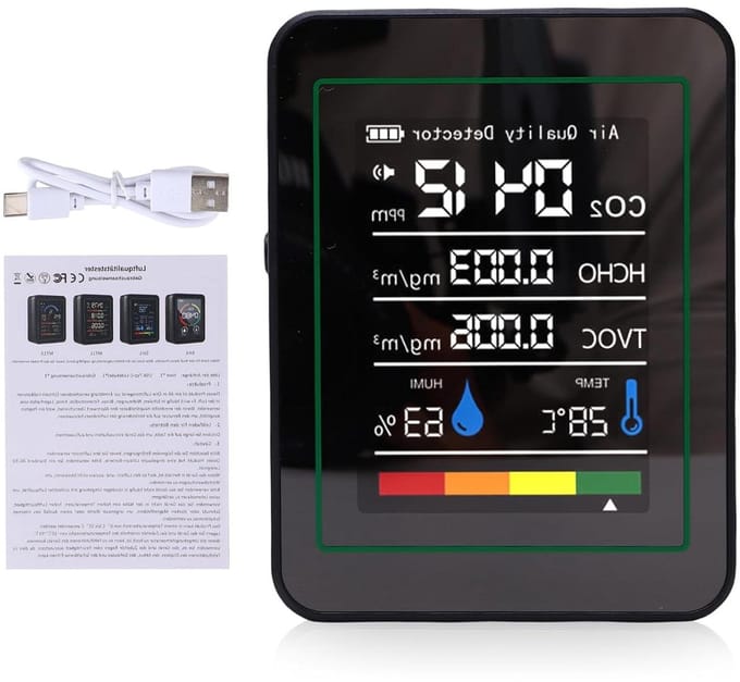 Co2 Meter - Koolstofdioxidemeter - Luchtskwaliteitsmeter - Alarmfunctie