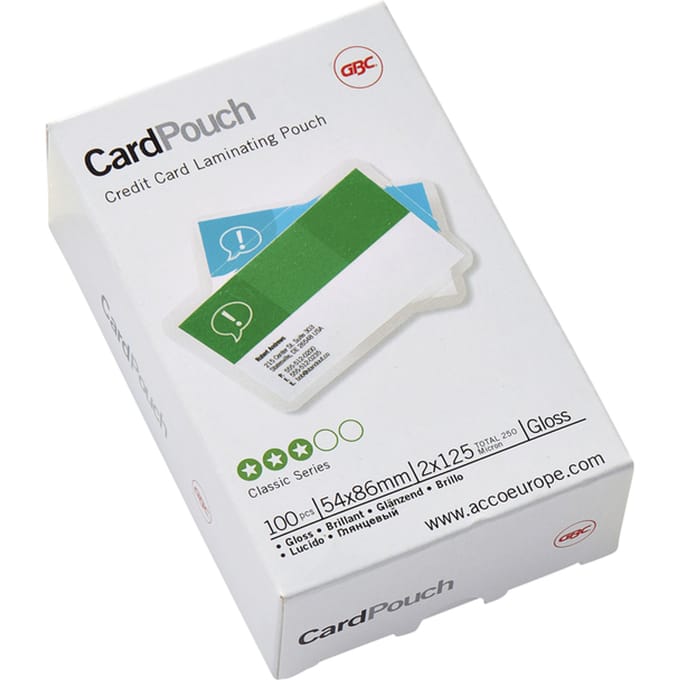 GBC Card Laminating Pouch - 100-pack - glossy - 54 x 86 mm - lamination pouches