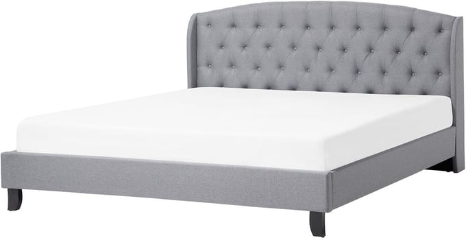 BORDEAUX - Tweepersoonsbed - Lichtgrijs - 180 x 200 cm - Polyester