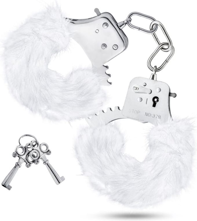 Pluche metalen handboeien - wit