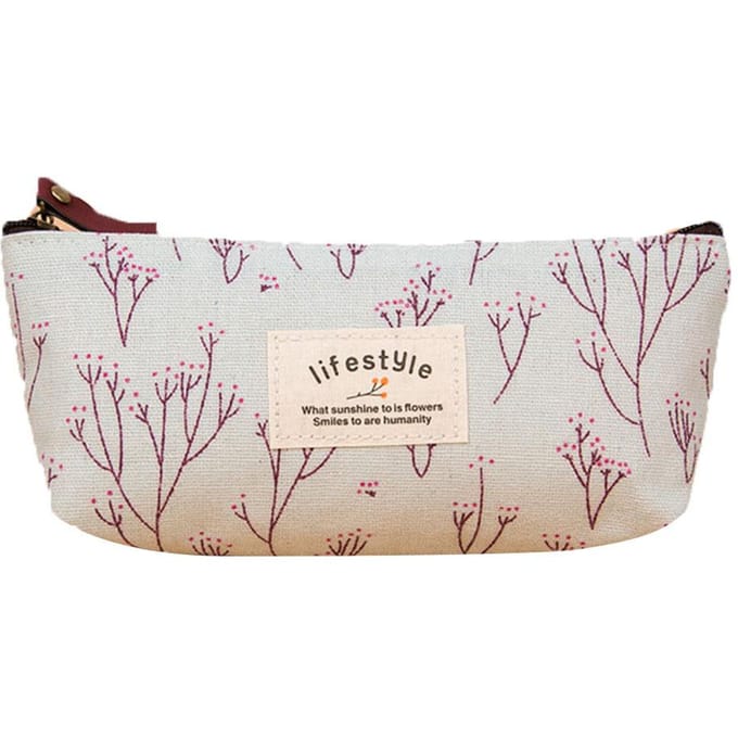 Étui à crayons à fleurs douces, sac floral, trousse de rangement multifonctionnelle pour papeterie Blue