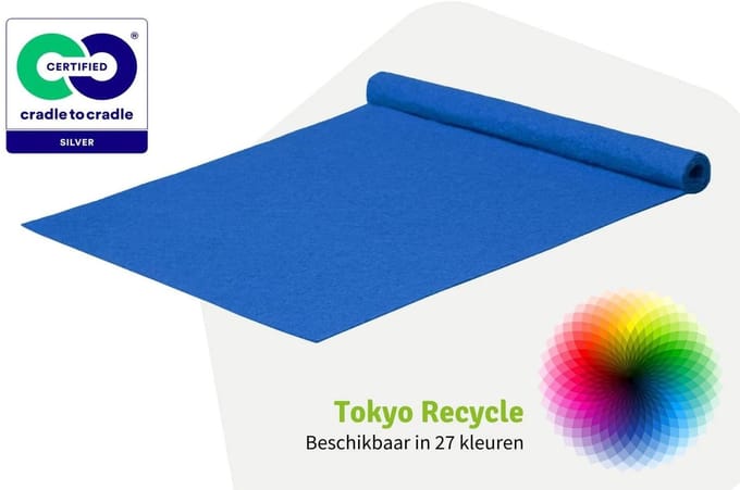 GJ Floors - Budget loper Tokyo Recycle | Zeeblauw - Breedte x Lengte: 1 meter / 5 meter