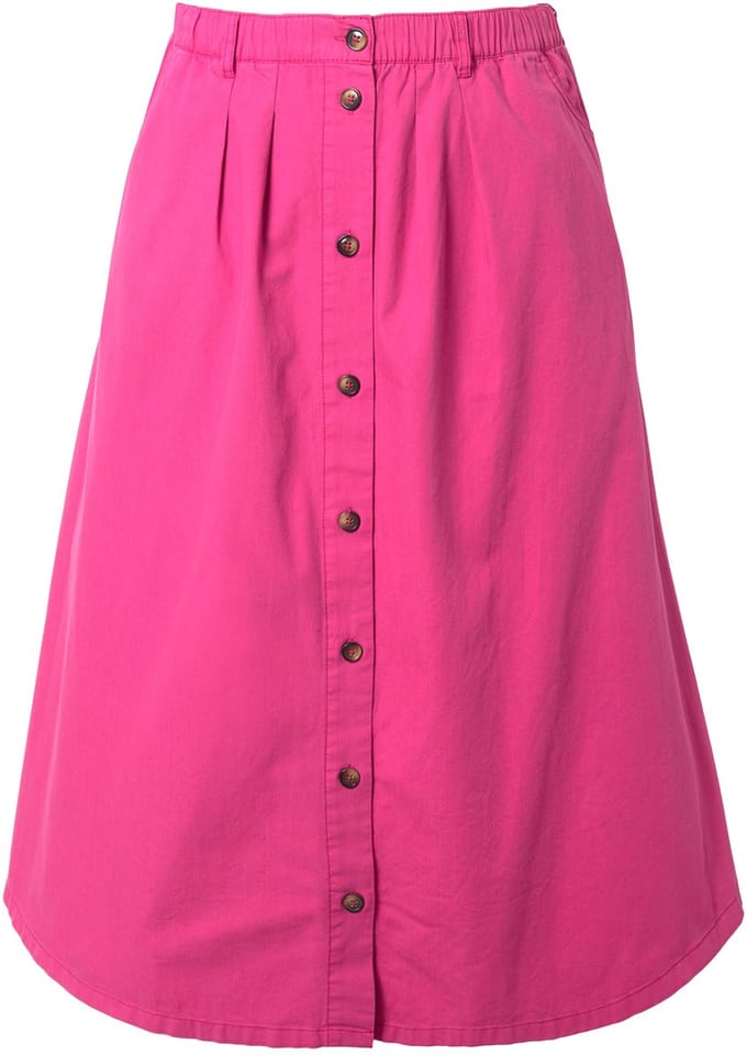 Ulla Popken - Dames - Jeansrock A-lijn sierknopen elastische tailleband - Zomerbes - Maat 54+