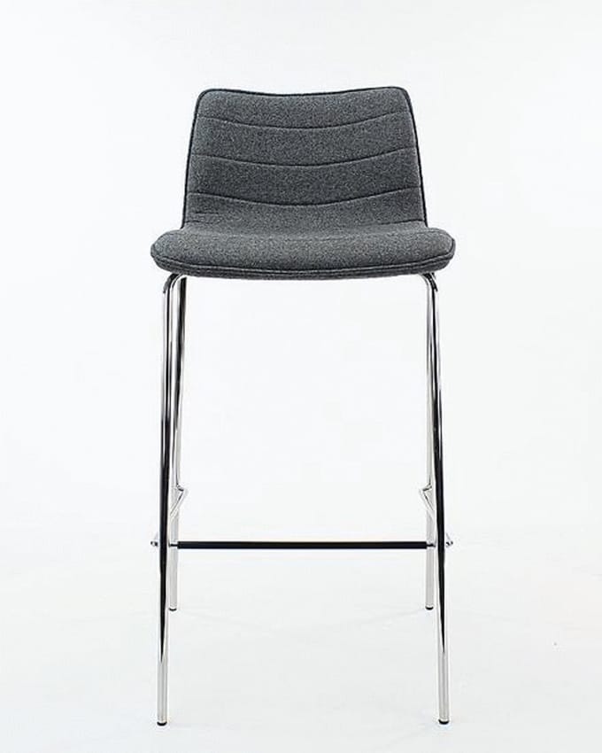 Workliving Verona Barkruk 75 cm - Middengrijs Wolvilt - Chroom onderstel