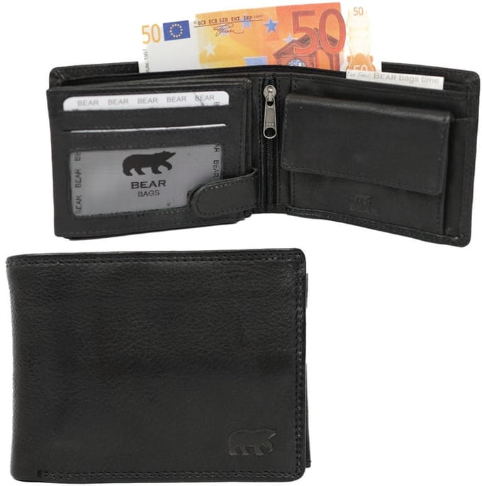 Bear Design Abel Billfold Portemonnee CP7077 - Zwart – Van leer – Heren, lederwaren en portemonnees