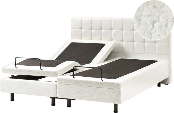 DUKE - Bed verstelbaar - Gebroken wit - 160 x 200 cm - Bouclé