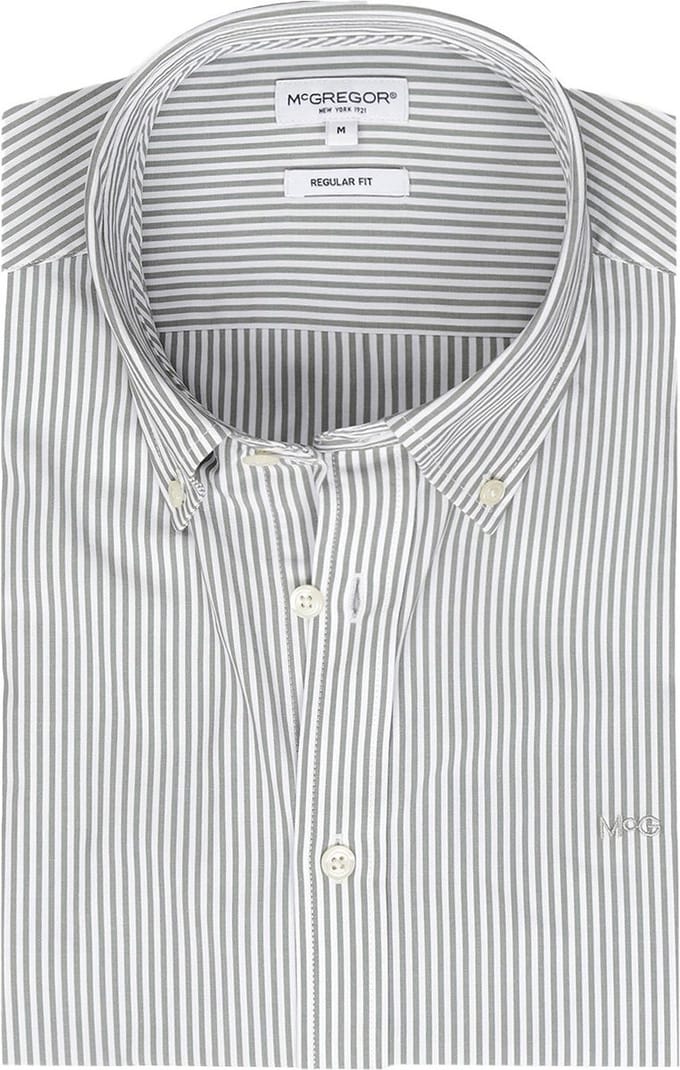 McGregor Overhemd Poplin Streep Sage Groen - Maat 3XL - Heren - Overhemden Casual