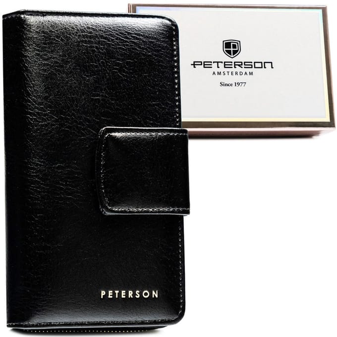 Peterson - Groot Verticale Damesportemonnee - Kunstleer - Zwart