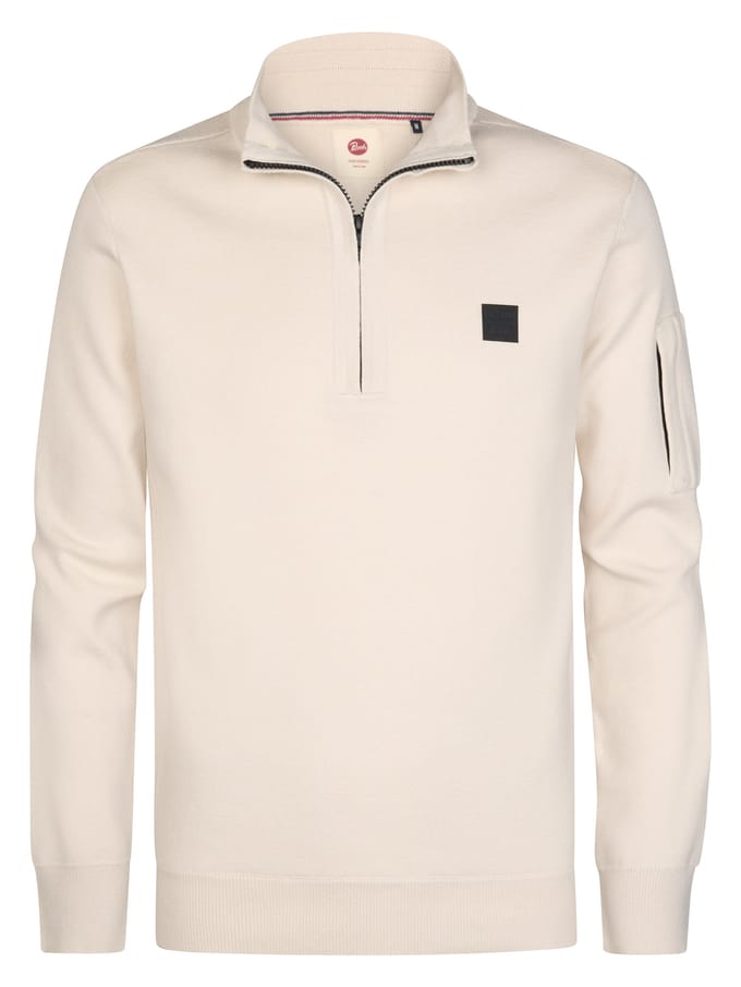 Petrol Industries - Heren Gebreide half-zip sweater stonefield - Wit - Maat S