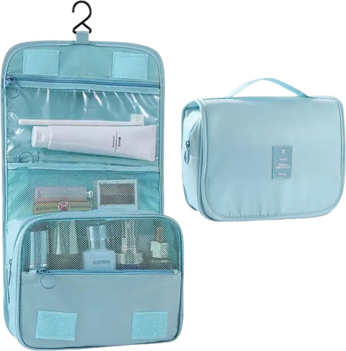Toilettas Base met haak - M - Mint groen - Reis toilettas - Ophangbaar