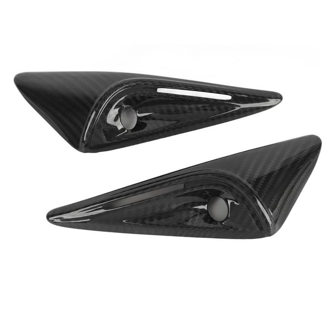 2 STuks Zijspatbord Camera Ventilatiekap Sierlijst Koolstofvezel UV-bestendig Vervanging Voor Tesla Model S black