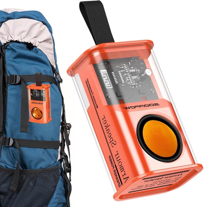 Draagbare Speaker - Draadloze Geluidsbox - Muziek Luisteren - LED Sfeerverlichting - Compact Formaat - Oranje Grijs