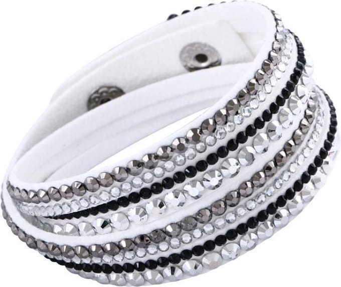 Montebello Armband Agnesia  - PU Leer - Zirkonia - 39cm