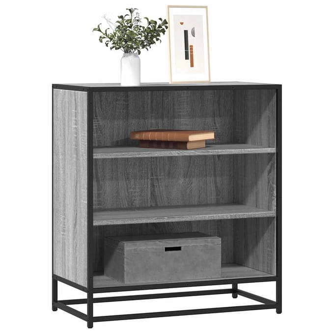 vidaXL - Dressoir - 68x35x76 - cm - bewerkt - hout - en - metaal - grijs - sonoma