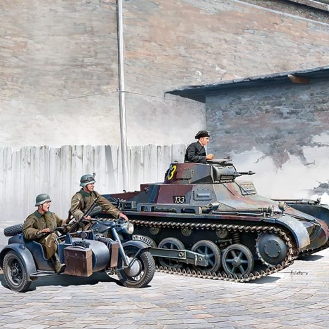 Academy Modelbouwpakket Motorfiets - 13556 Duitse Panzer I Ausf. B - Motorfiets Plastic - 1:35 - Modelbouw