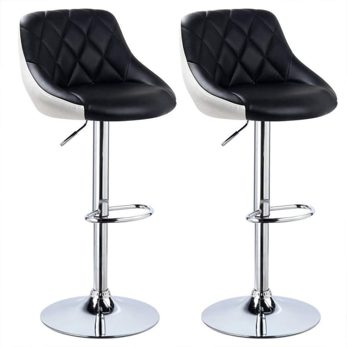 Bolt Edge Barkrukken - Zwart - Kunstleer - Ergonomisch - Verstelbaar - Zithoogte 60-82cm - Set van 2
