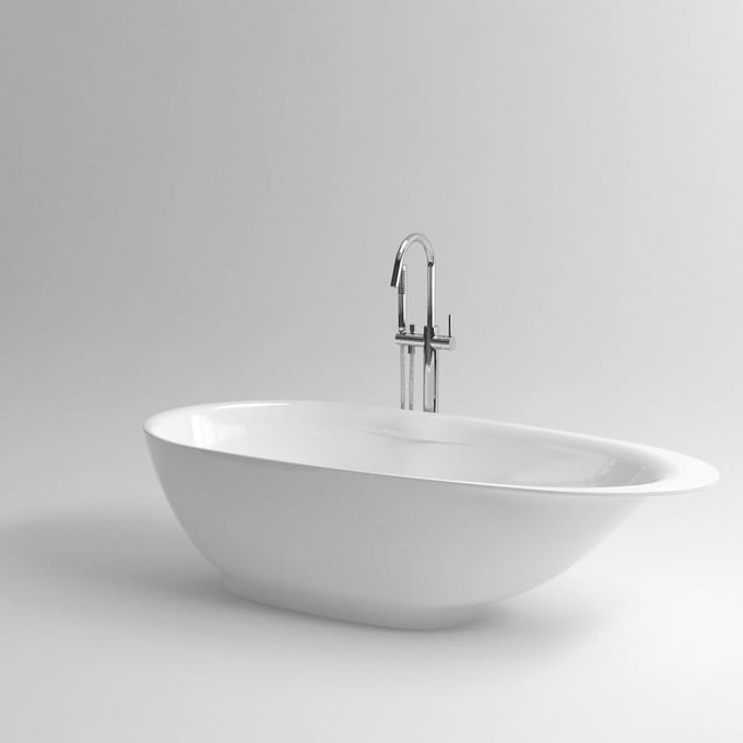 Clou Xo vrijstaande badmengkraan type 1, met handdouche, chroom