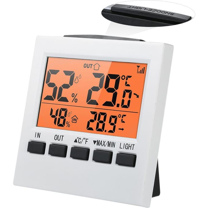 LCD Digitale Draadloze Binnen Buiten Thermometer Hygrometer  celsius   Fahrenheit  Temperatuur Vochtigheidsmeter met Max oranje