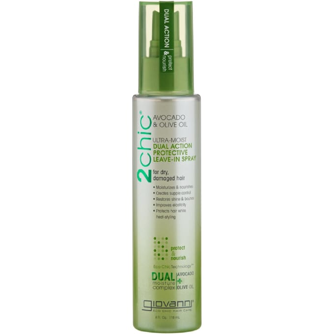 Giovanni, 2chic, Ultra Moist Dual Action Absorbent Protective Spray, Avocado + Olive Oil, 4 fl oz (118 ml)