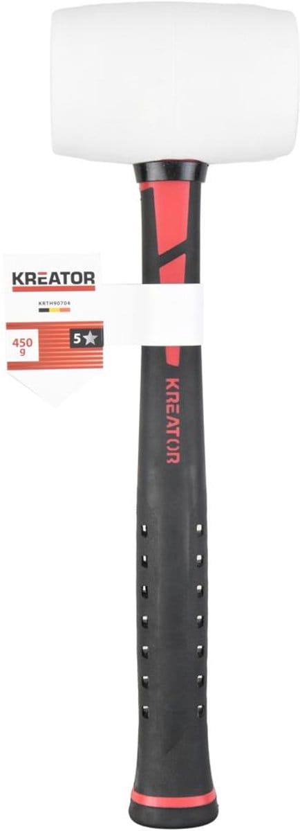 Kreator - Hand tools - KRTH90704 - Rubberen hamer - 450g - fiber - wit