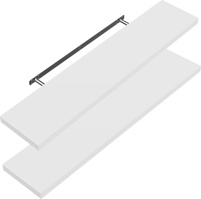 Casaria Wandplank – 2 St. 70 cm 15kg Belastbaar – Wit mat