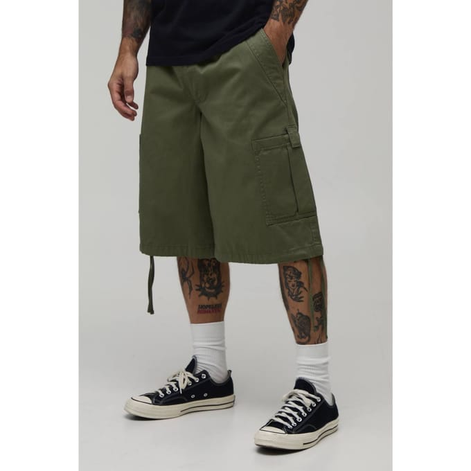 Lange Parachutebroek Met Cargozakken Kort Model | Khaki | Size Medium