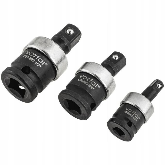 3-delige U-ketting dops, 1/4", 3/8", 1/2", Cr-Mo
