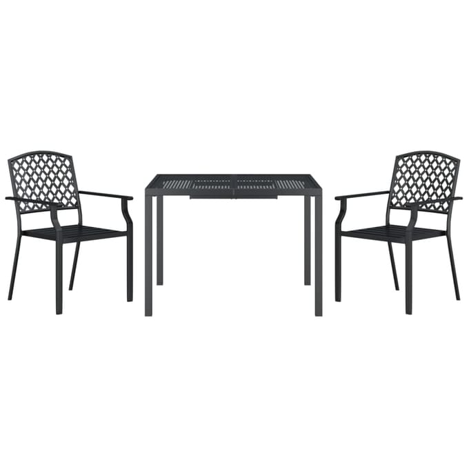 vidaXL - 3-delige - Tuinset - staal - antracietkleurig